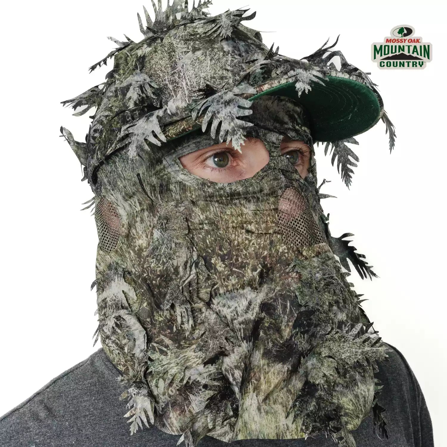 QuikCamo 3D Leafy Ball Cap with Front Face Mask – product view 40