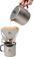 Titan Pour Over brewing above a mug, with a separate kettle shown