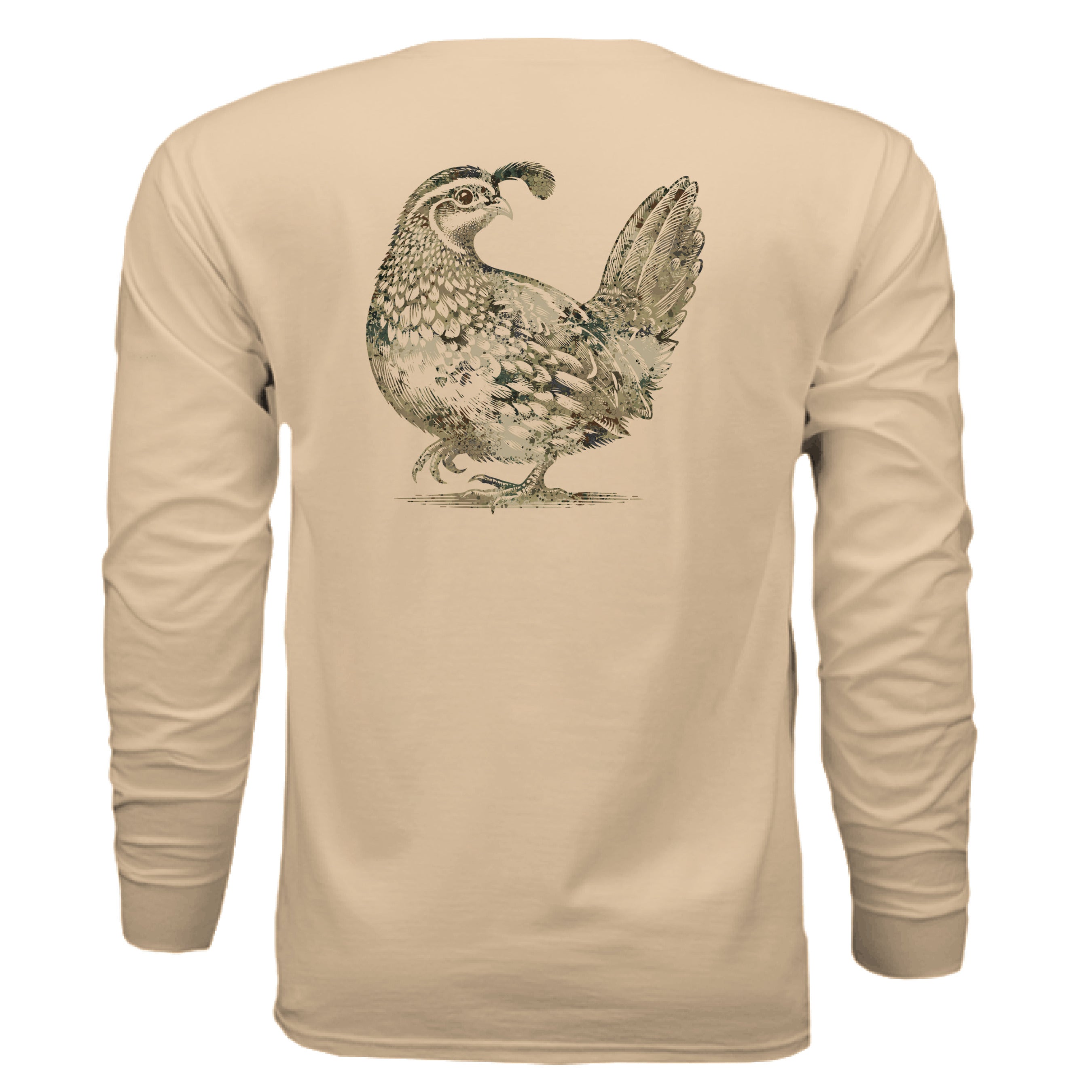 Spur-Ma-Gettin Upland Splash Burst Camo California Quail Long Sleeve T-Shirt – product image 7