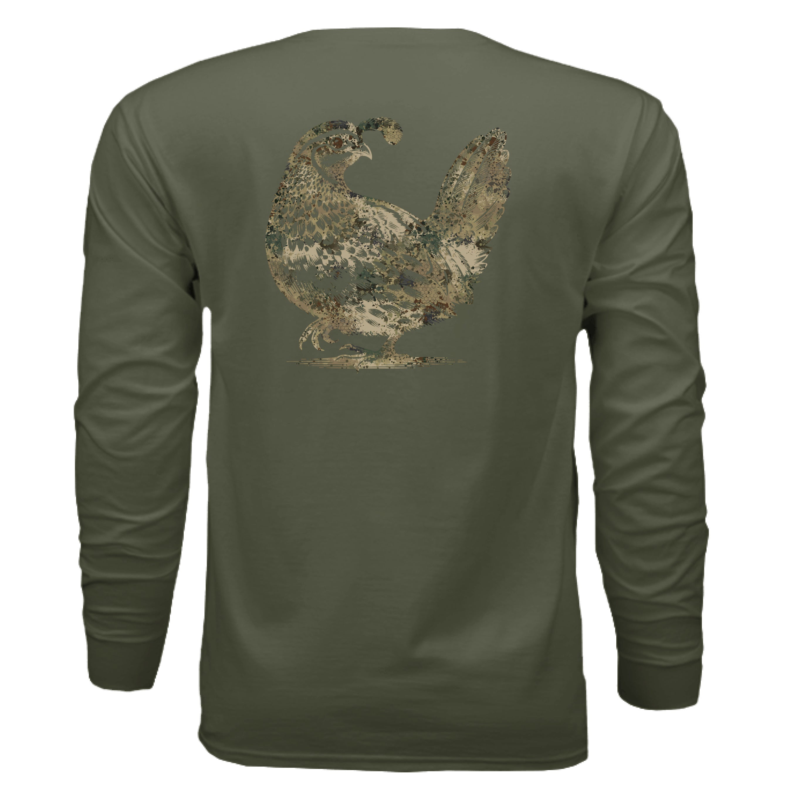Spur-Ma-Gettin Upland Splash Burst Camo California Quail Long Sleeve T-Shirt – product image 9