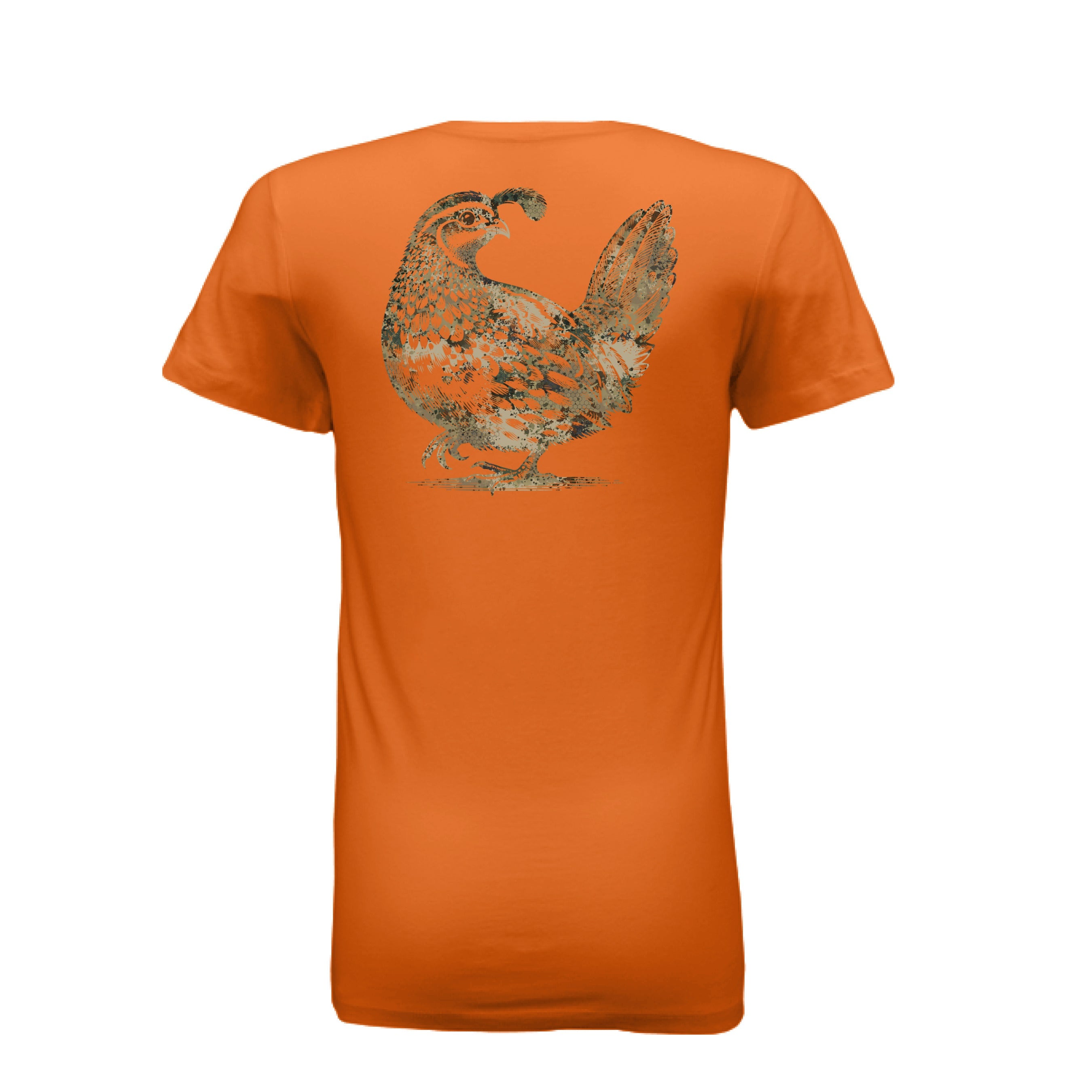 Spur-Ma-Gettin Women’s Upland Splash Burst California Quail T-Shirt – product image 1