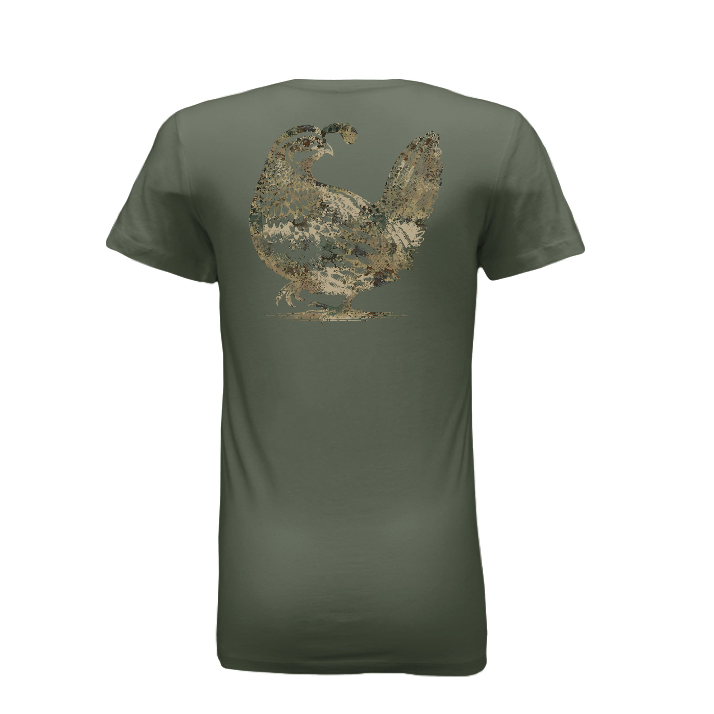 Spur-Ma-Gettin Women’s Upland Splash Burst California Quail T-Shirt – product image 7
