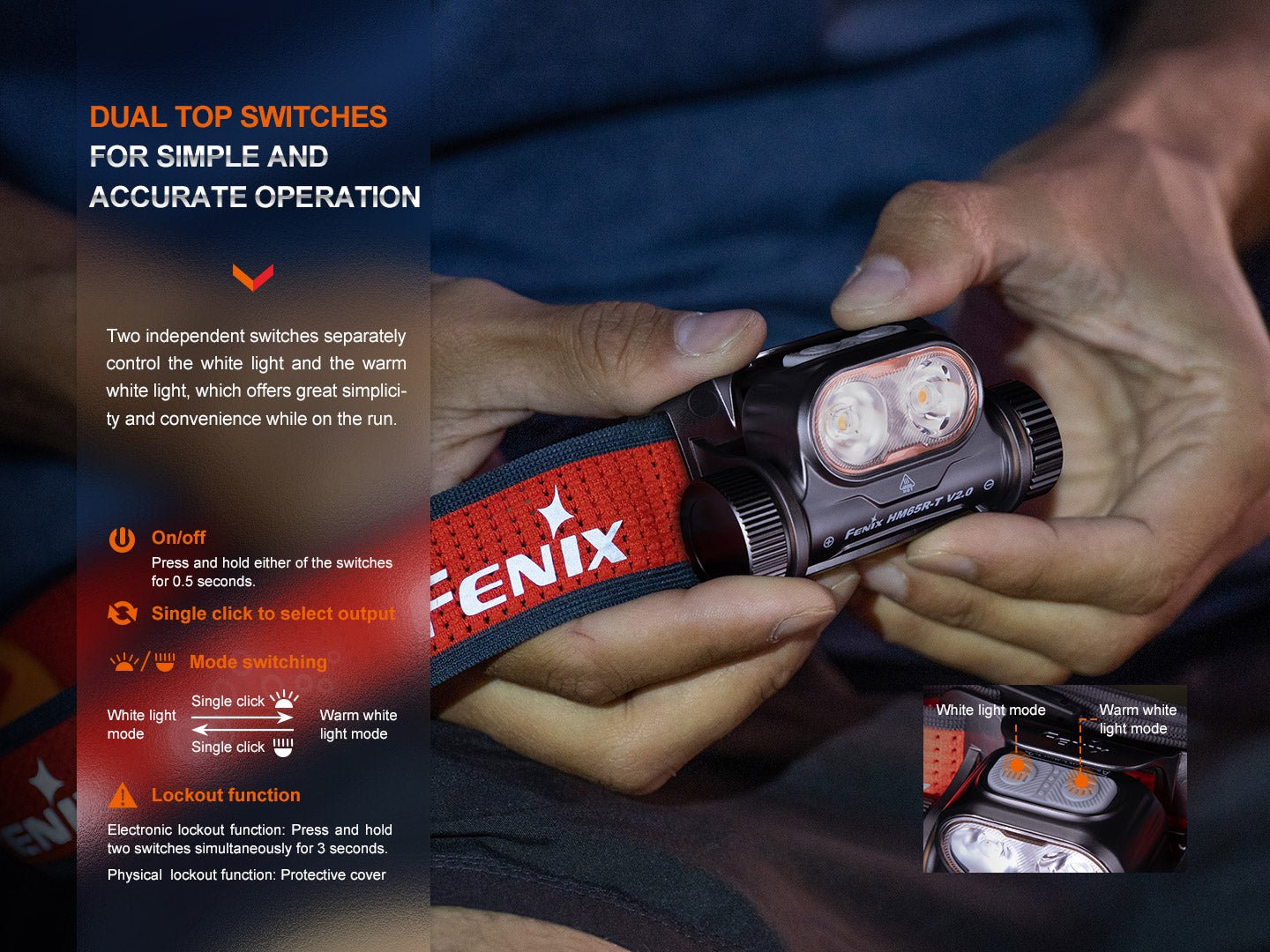 Fenix HM65R-T V2 Rechargeable Lightweight Trail Running Headlamp by Fenix Store