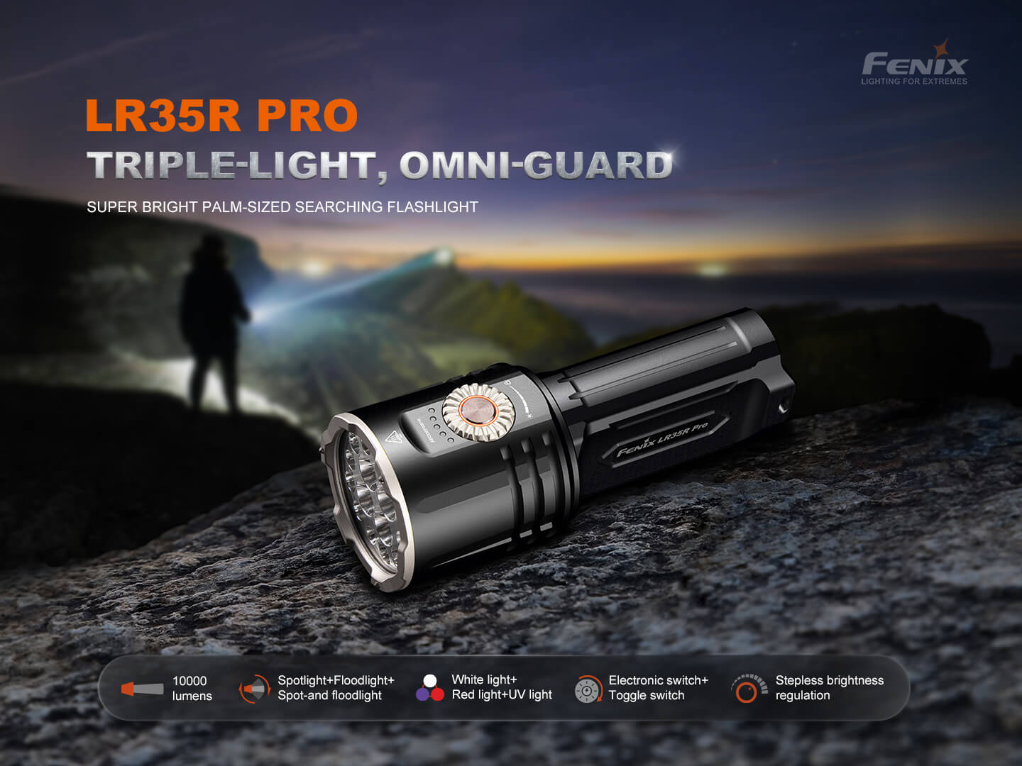 Fenix LR35R PRO Rechargeable Palm-Sized Searchlight by Fenix Store