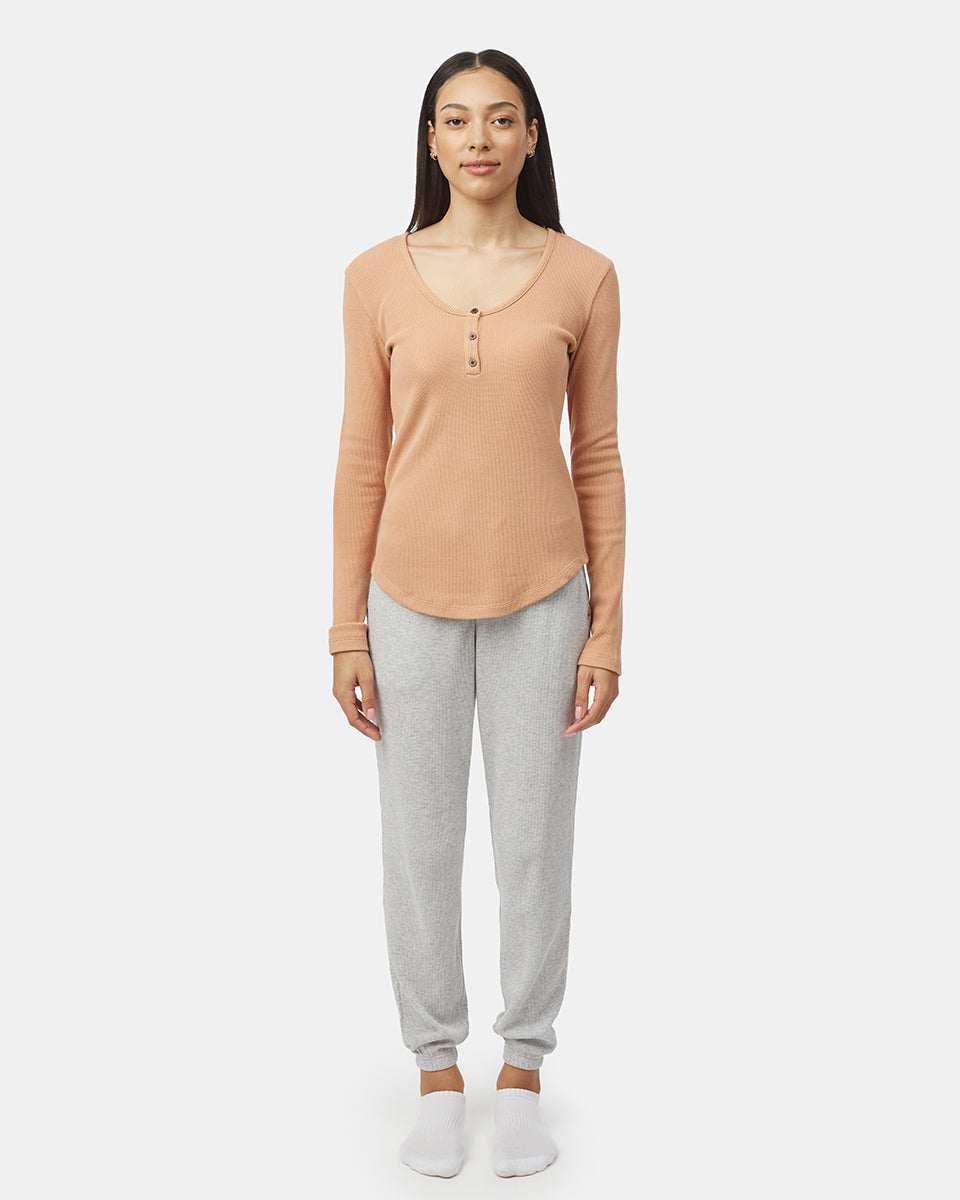 Tentree Women's TreeWaffle Henley Longsleeve - Italian Clay