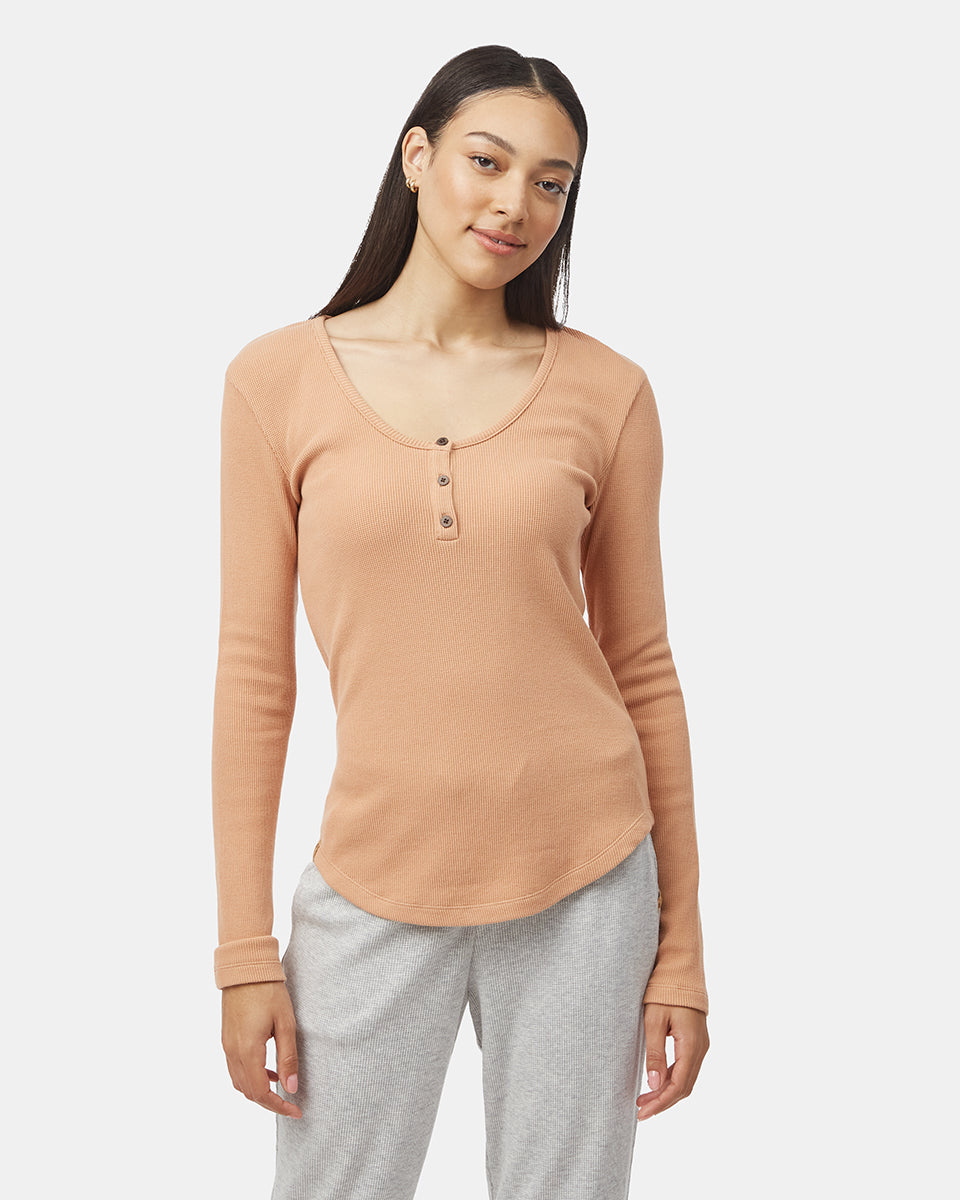 Tentree Women's TreeWaffle Henley Longsleeve - Italian Clay