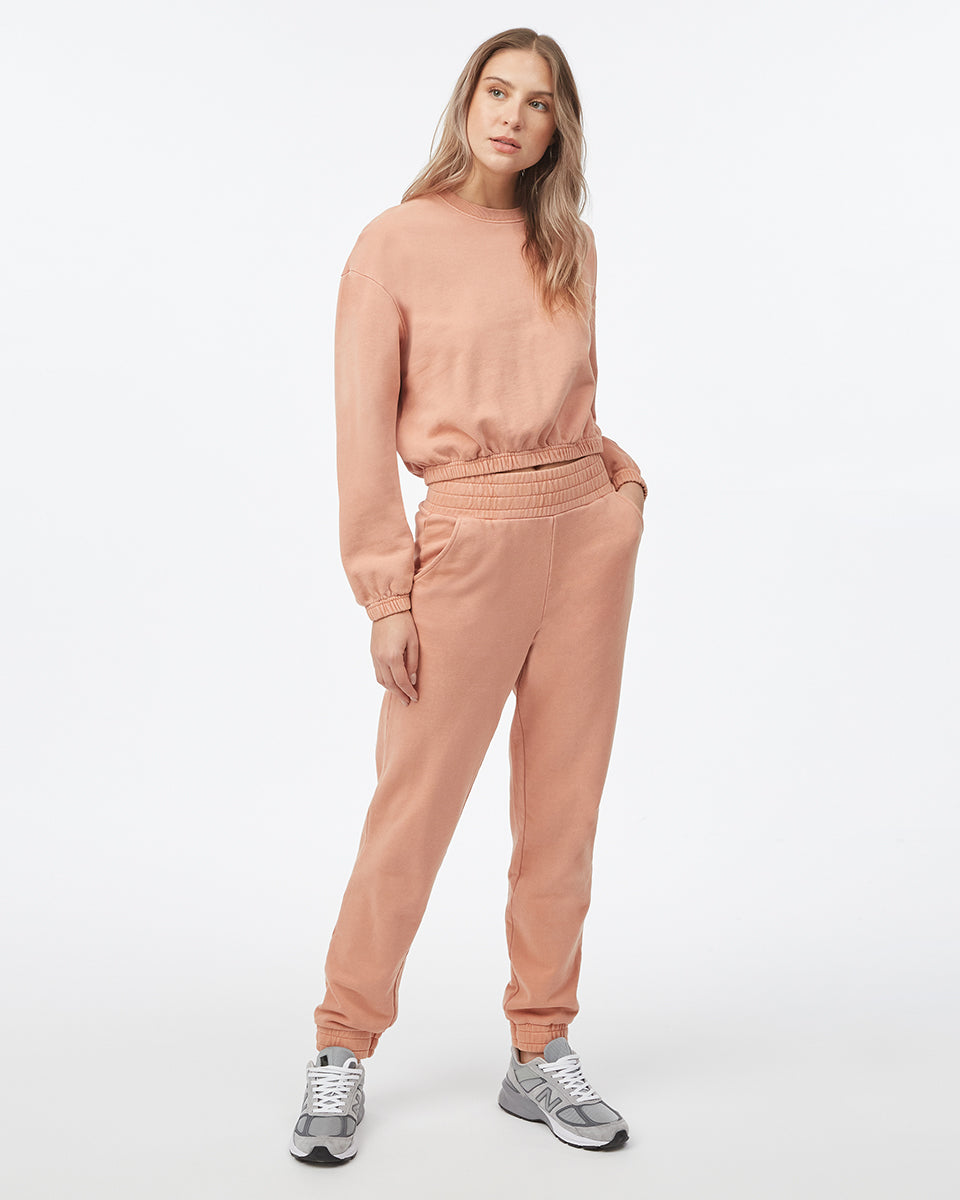 Tentree Women's Organic Cotton French Terry Elastic Hem Crew - Italian Clay