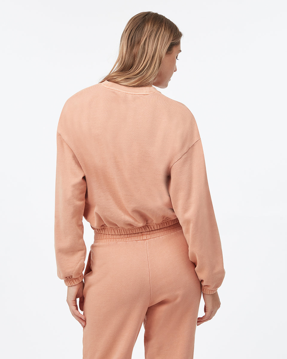 Tentree Women's Organic Cotton French Terry Elastic Hem Crew - Italian Clay