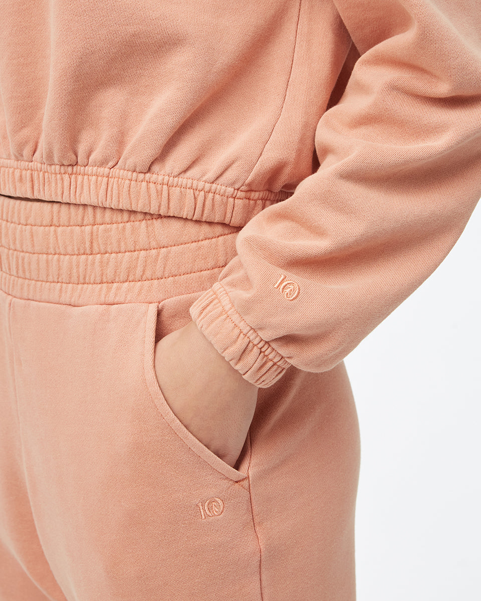 Tentree Women's Organic Cotton French Terry Elastic Hem Crew - Italian Clay