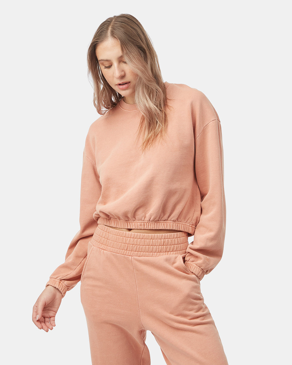 Tentree Women's Organic Cotton French Terry Elastic Hem Crew - Italian Clay