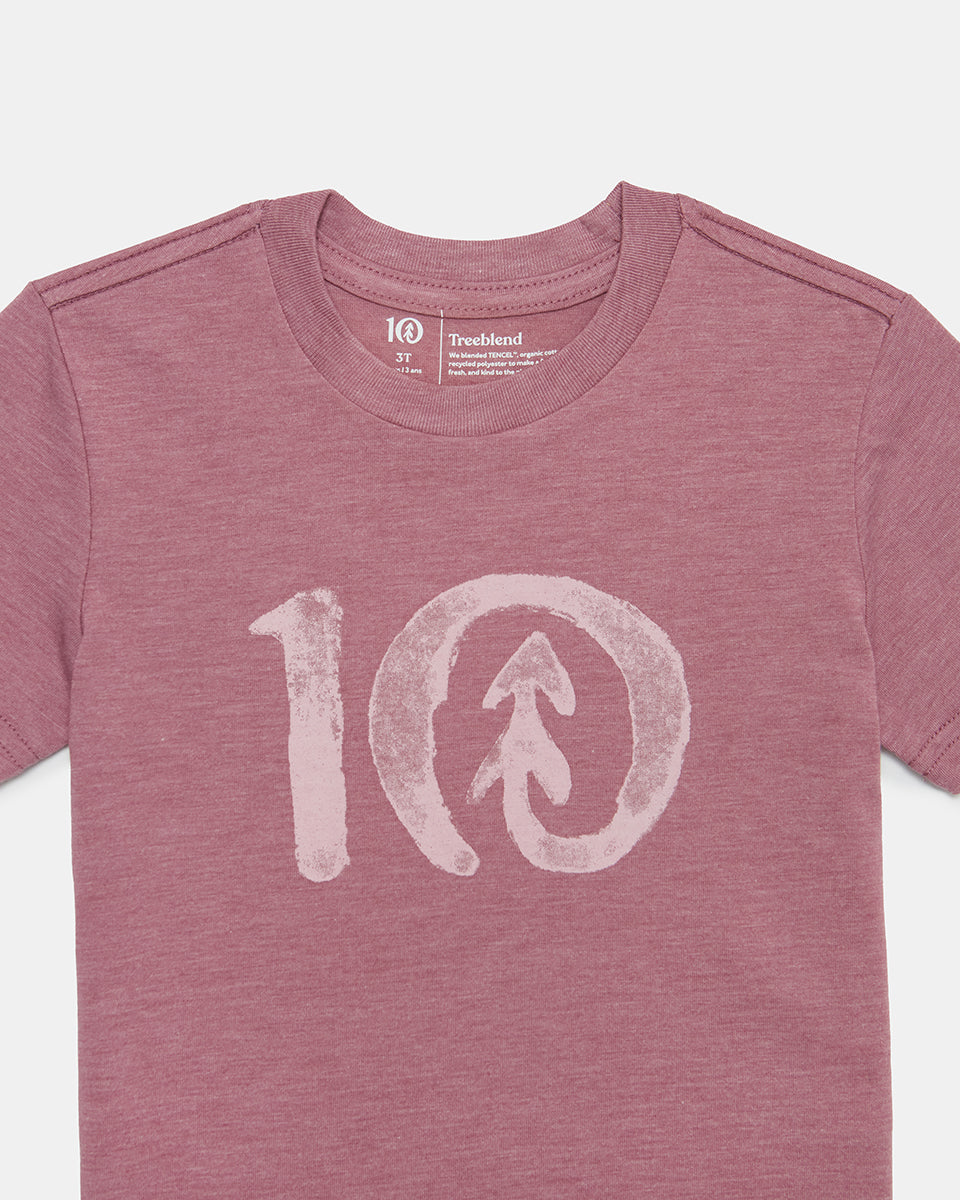 Tentree Kids Watercolour Ten T-Shirt - Dusky Orchid Heather Dawn Pink