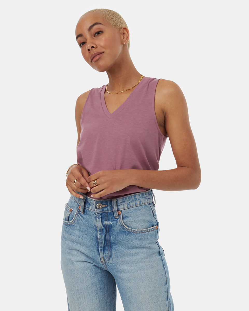 Tentree Women's TreeBlend V-Neck Tank - Dusky Orchid