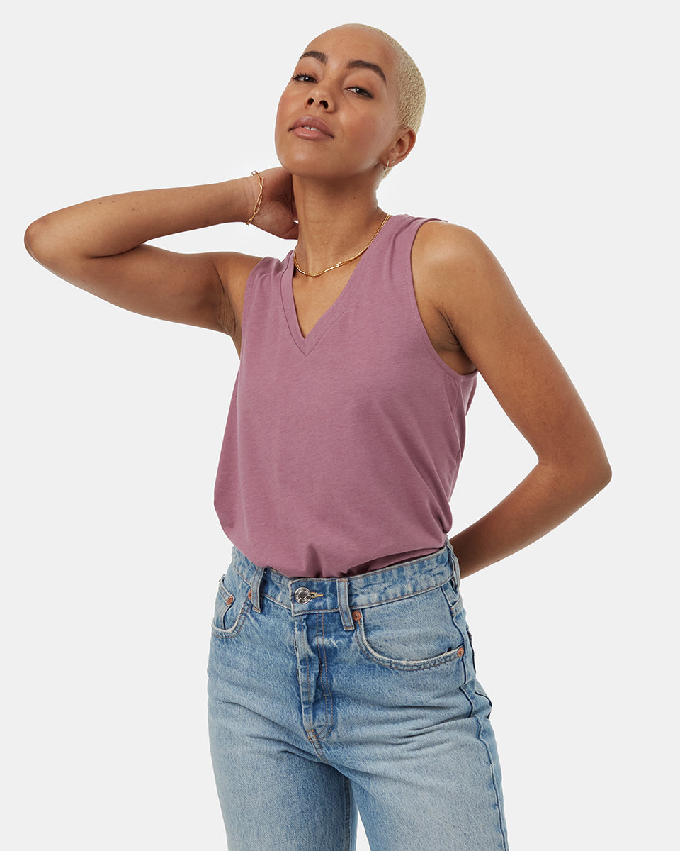 Tentree Women's TreeBlend V-Neck Tank - Dusky Orchid