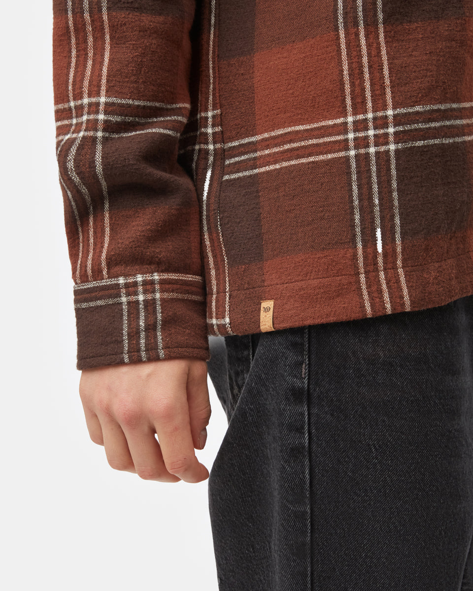 Tentree Men's Heavy Weight Flannel Jacket - Dark Oak Sepia Oatmeal