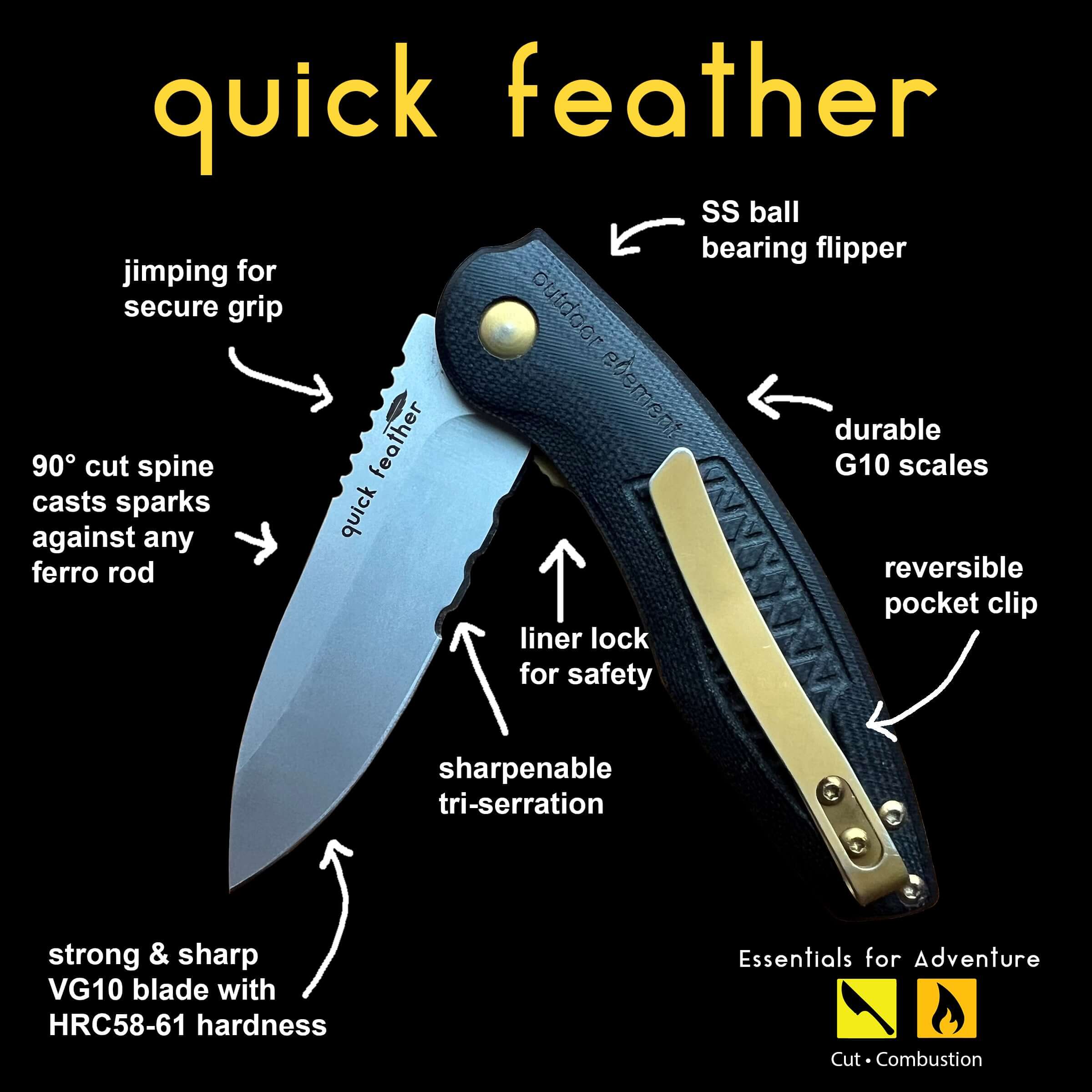 Outdoor Element Quick Feather Folding Knife