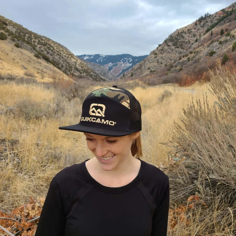 QuikCamo 7-Panel Trucker Hat – Adjustable Snapback – product view 2