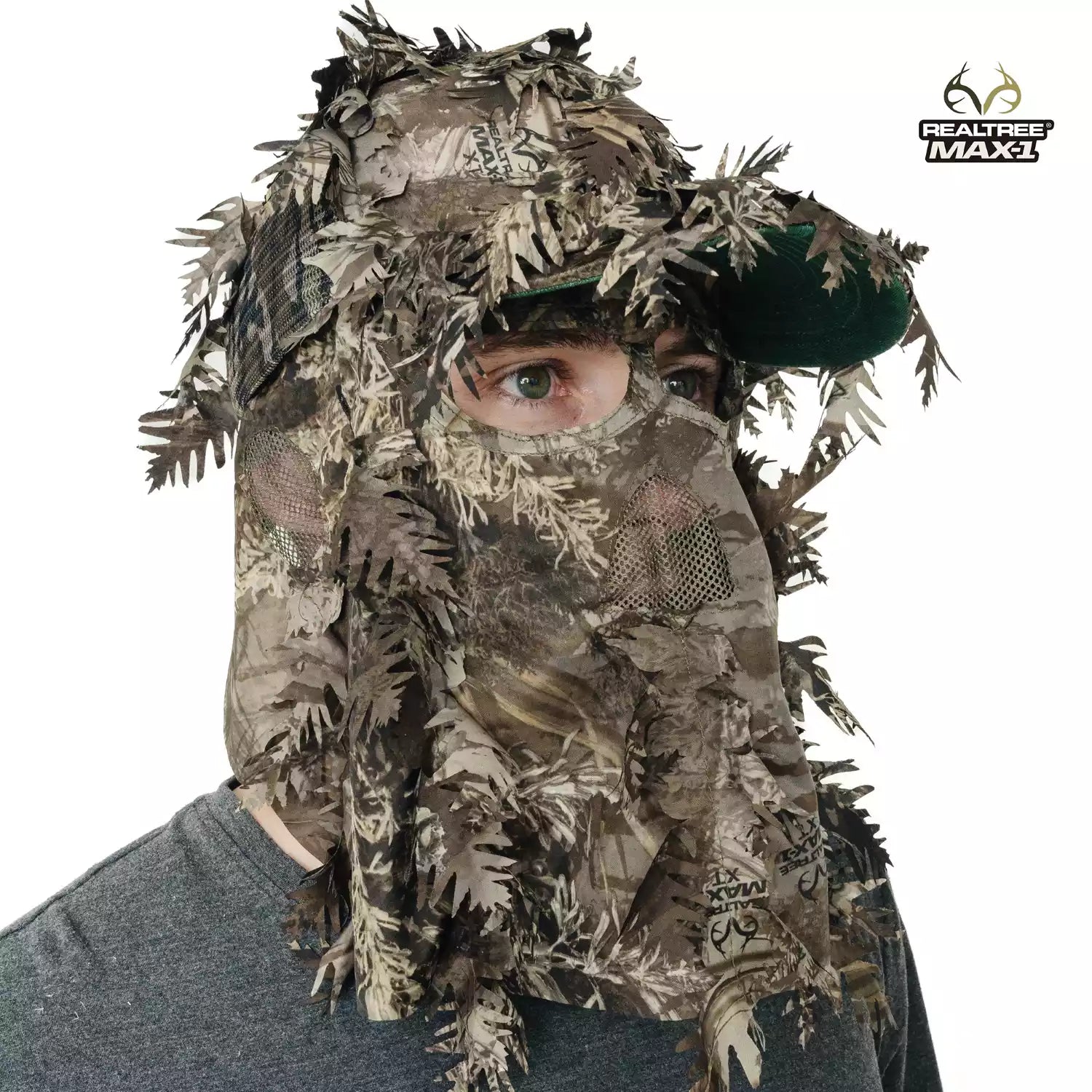QuikCamo 3D Leafy Ball Cap with Front Face Mask – product view 47