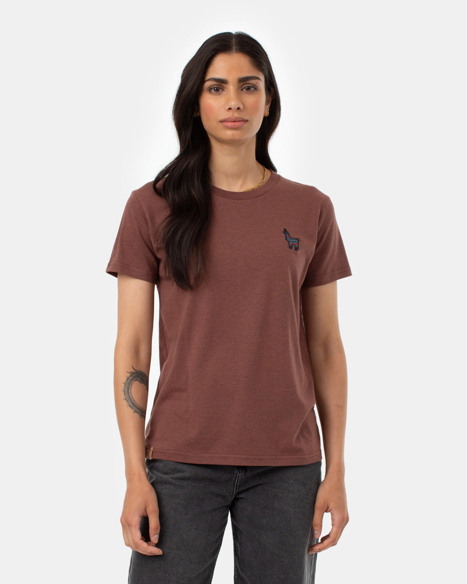 Tentree Women's Peru Embroidered Llama T-Shirt - Mesa Red