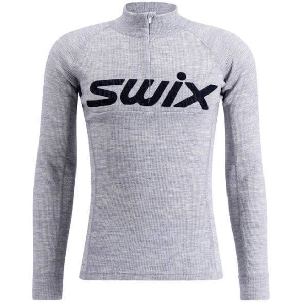 Swix RaceX Merino Half-Zip Base Layer Top - Men's - Light Grey Melange/Dark Navy
