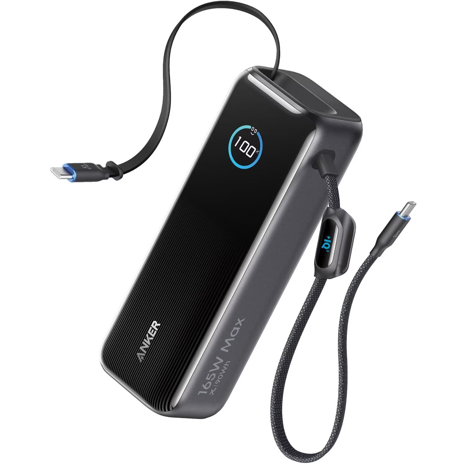Anker Laptop Power Bank (25K, 165W, Built-In and Retractable Cables) - Black
