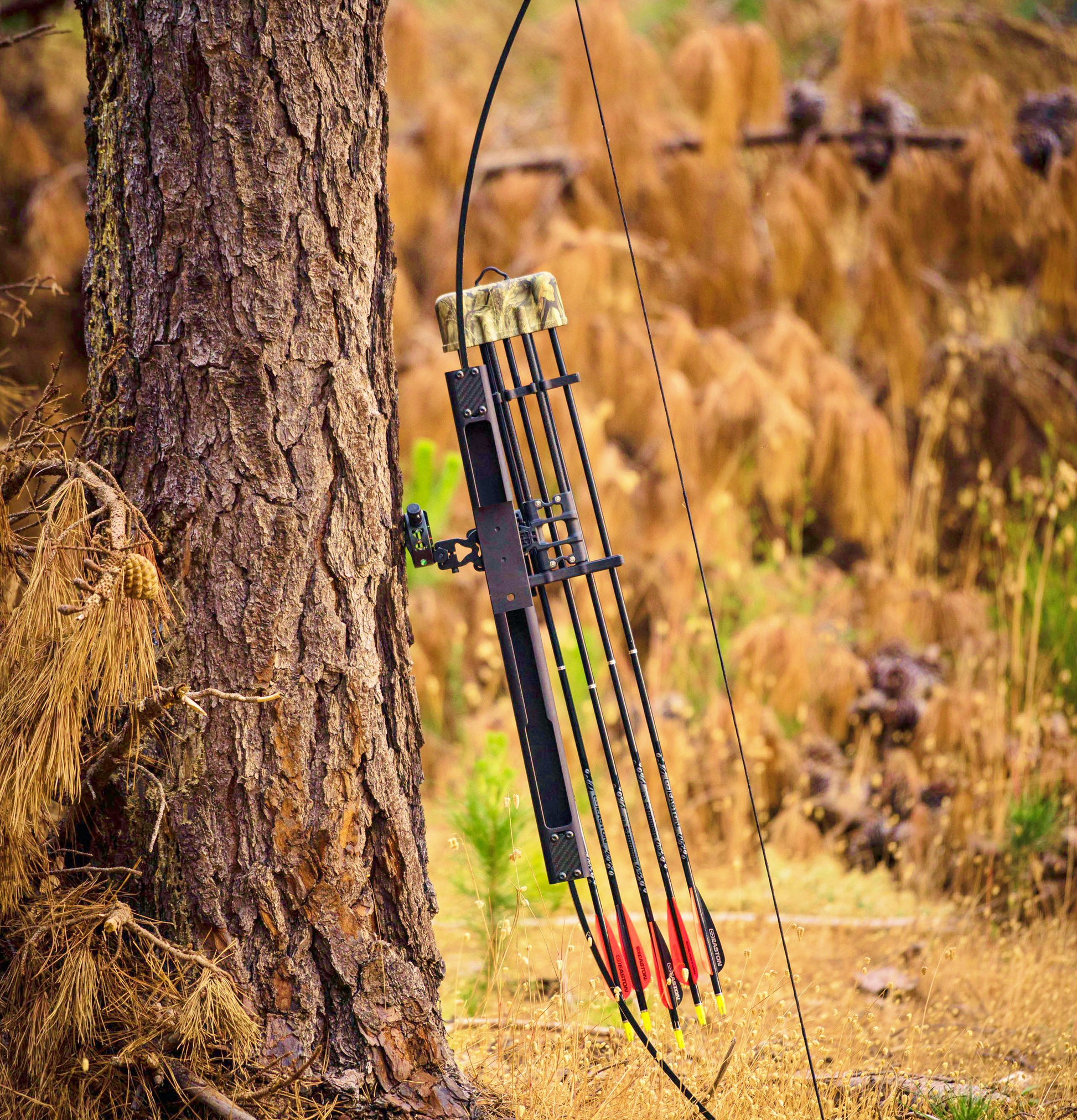 Survival Archery Systems Scout Pro X bow detail with demonstration quiver and arrows sold separately