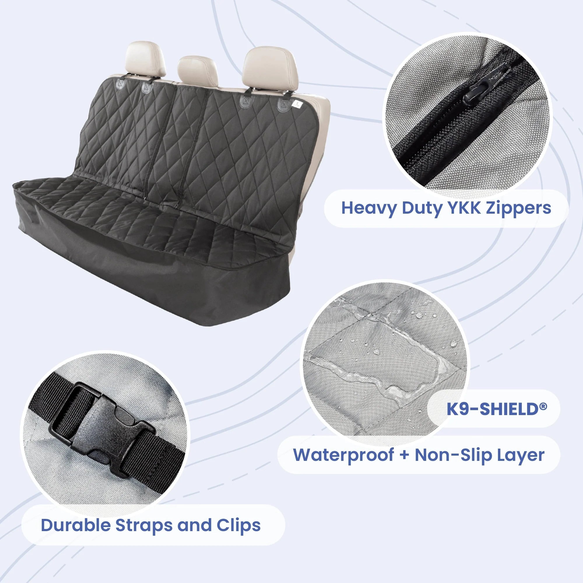 4Knines Rear Seat Cover for Fold Down Seats - No Hammock - XL