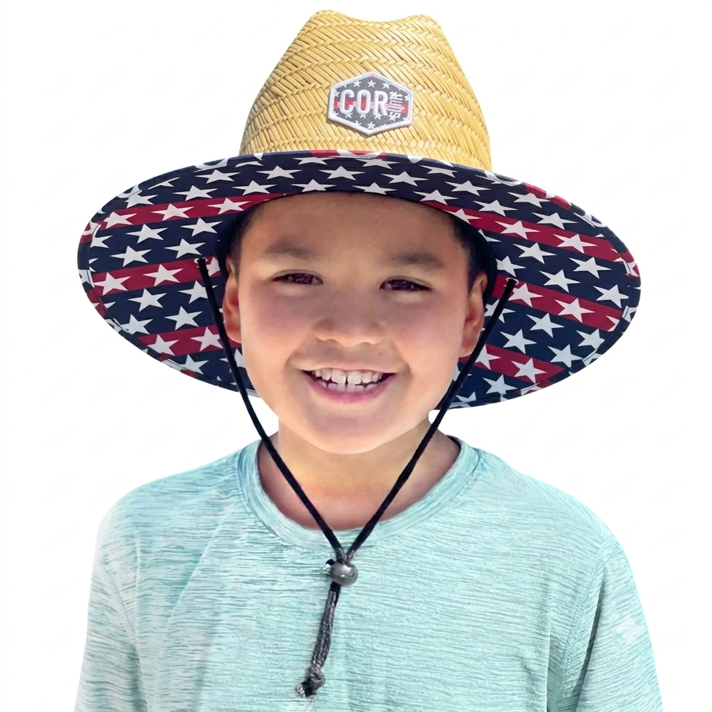 COR Surf Kids Straw Hat for Boys and Girls - Patriotic