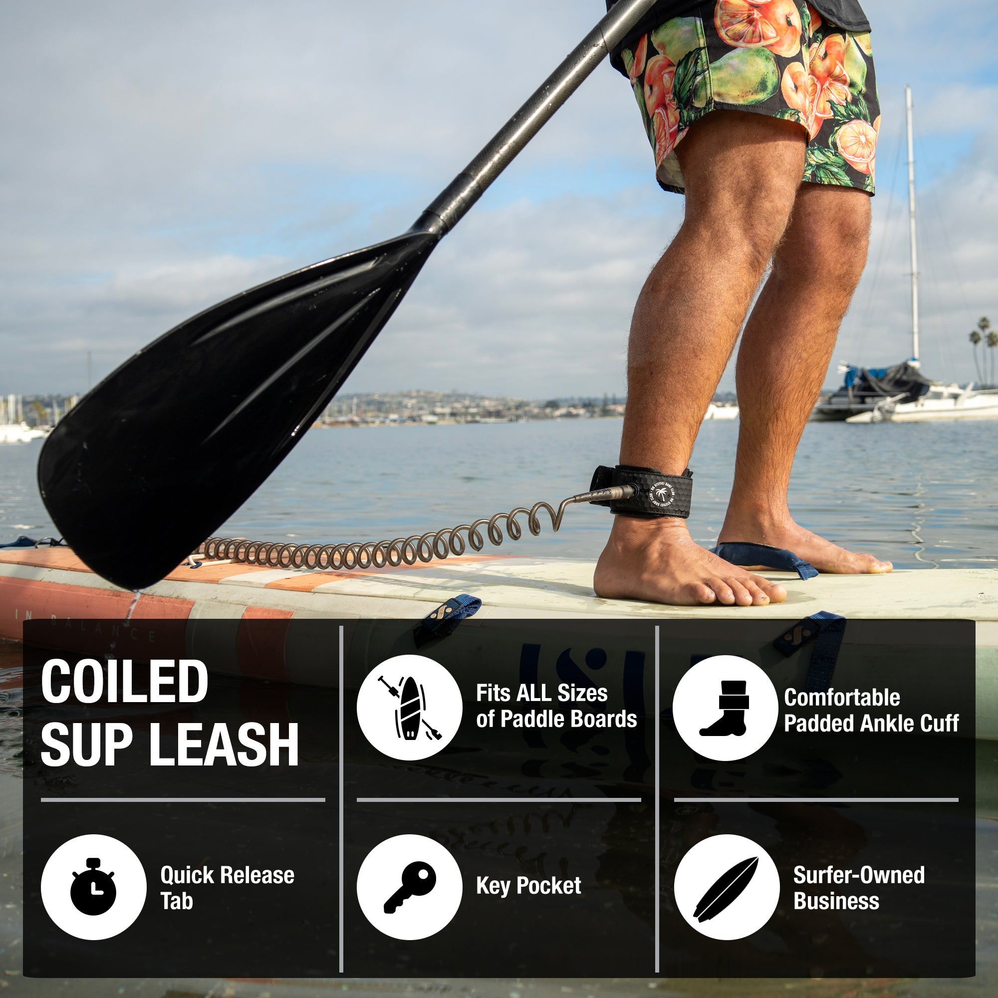 Coiled SUP Paddleboard Leash by Ho Stevie!