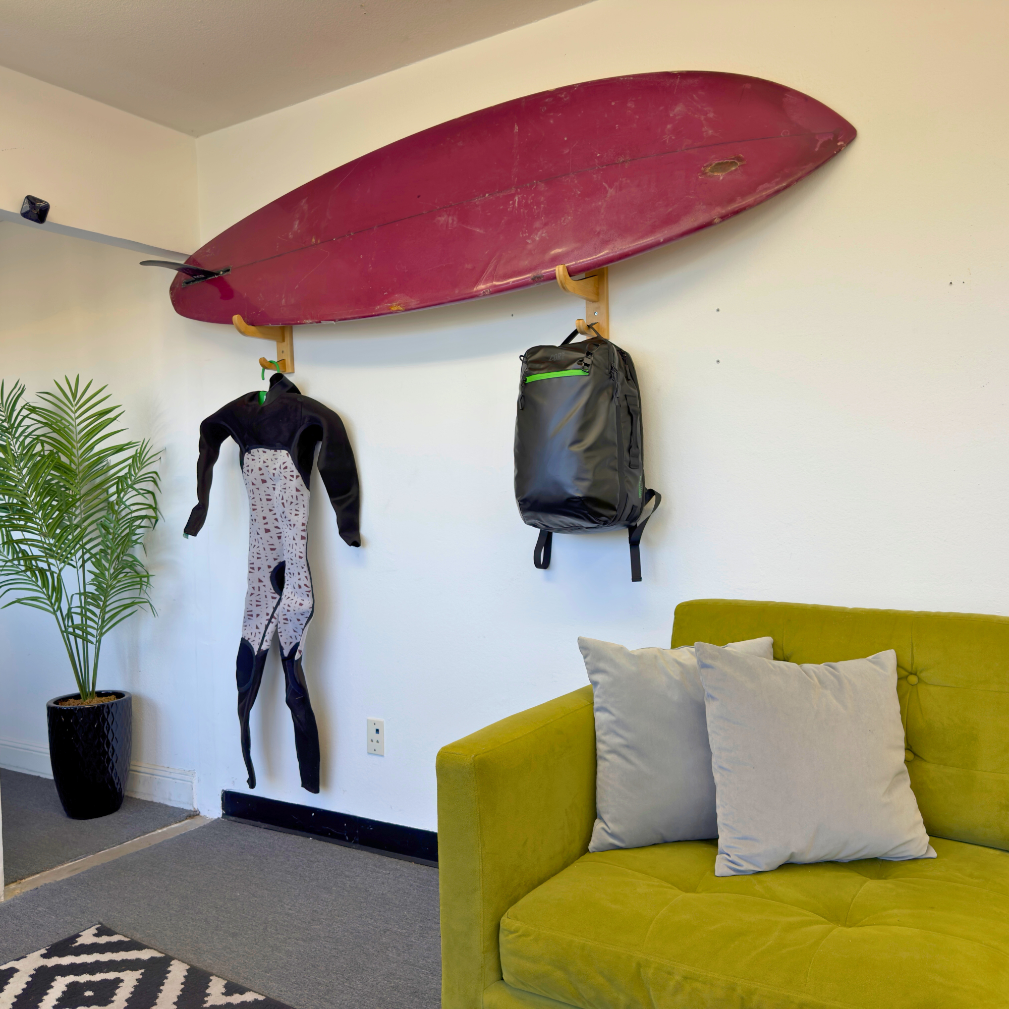 COR Surf Bamboo SUP Wall Mount with Paddle Rack — view 3