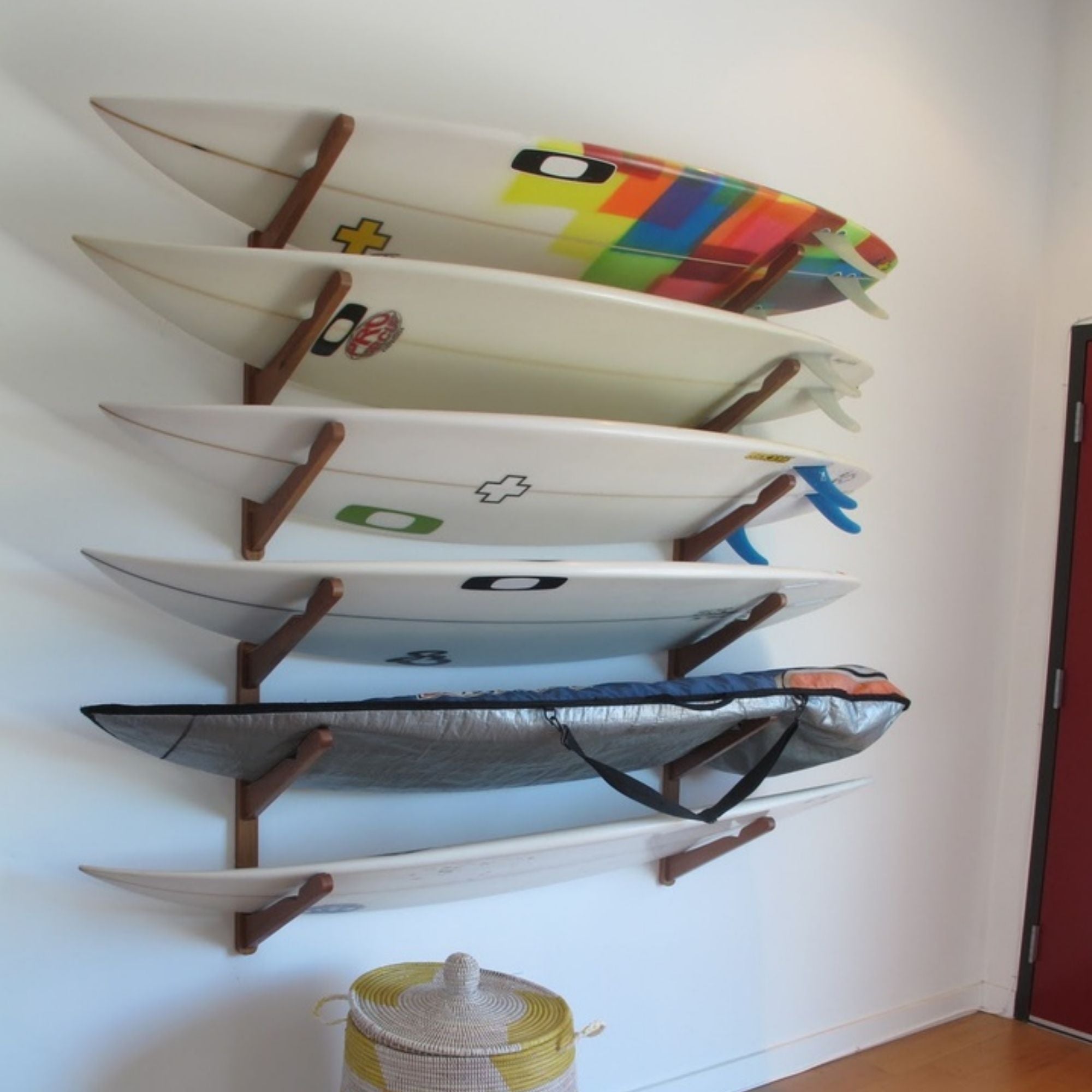 COR Surf Triple Surfboard Wall Rack | Bamboo Rack Perfect for Surf, Wakeboards, Snowboards, Skateboards — view 2