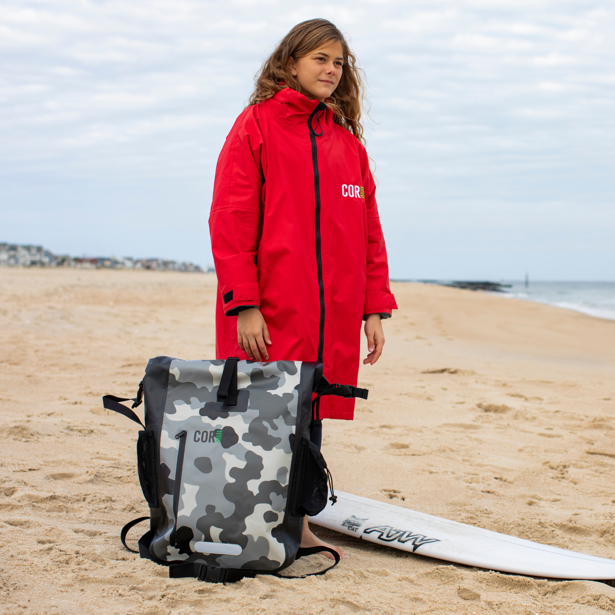 COR Surf Waterproof Swim Parka (Red) — view 2