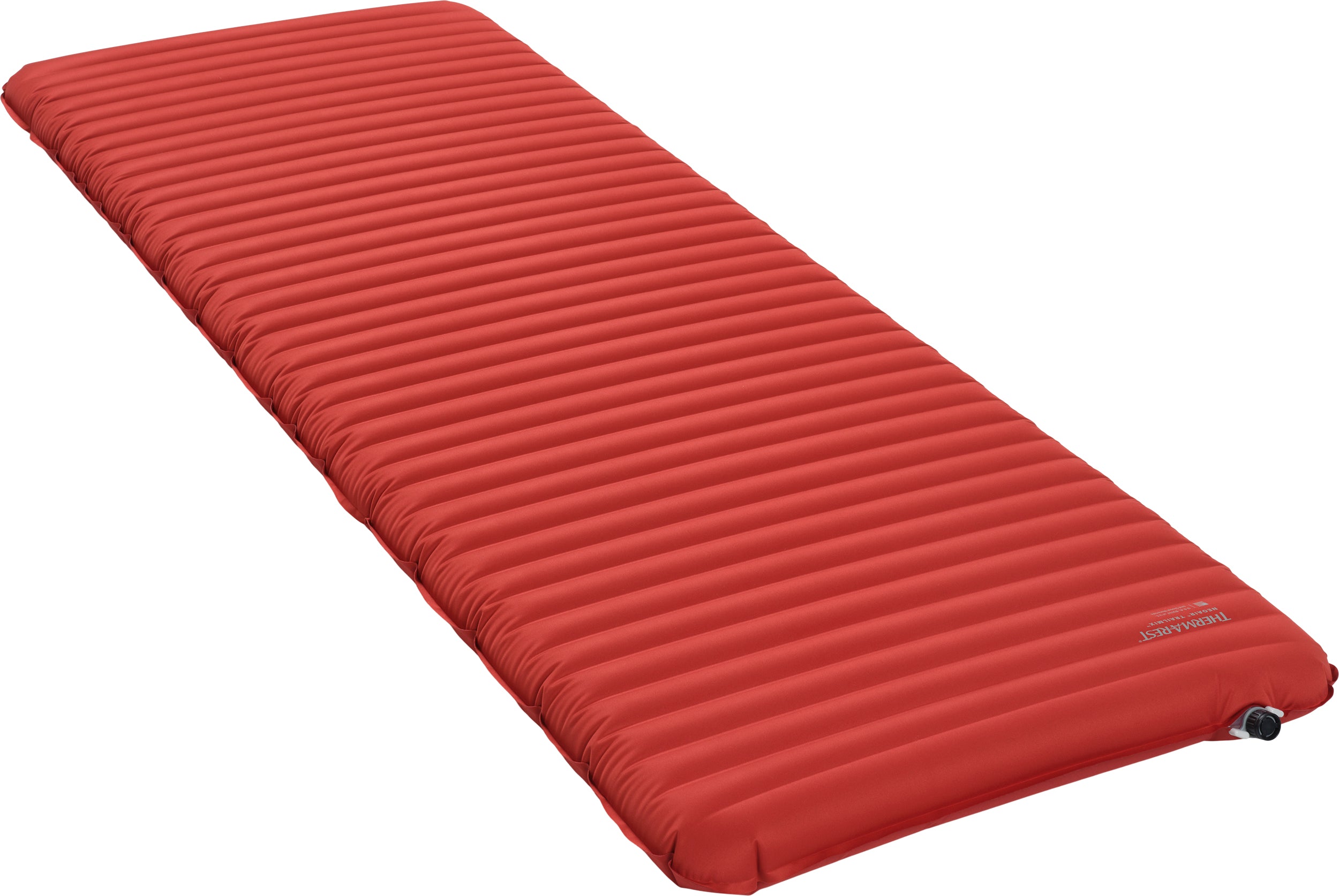 Therm-a-Rest press-kit photo of the NeoAir TrailMix Regular Wide in Cranberry; Regular Wide is shown