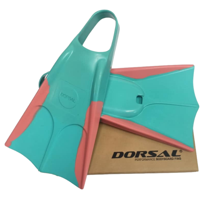 DORSAL Bodyboard Bodysurfing Floating Swim Fins (Flippers) — Pink/Green