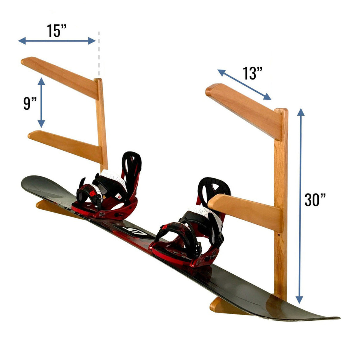 TidyTimber Snowboard Storage Wood Rack | Holds 3 Snowboards - product view 3