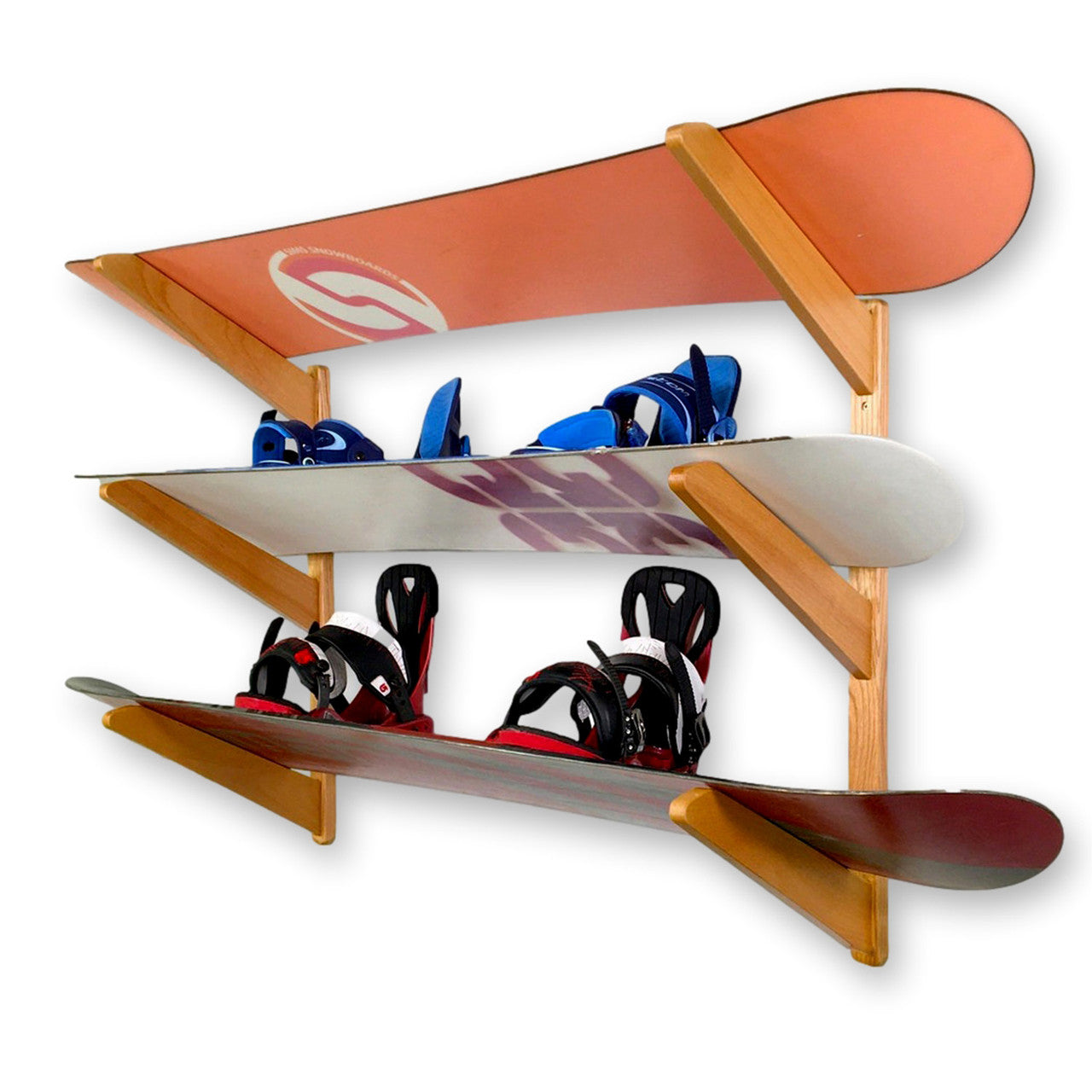 TidyTimber Snowboard Storage Wood Rack | Holds 3 Snowboards - product view 1