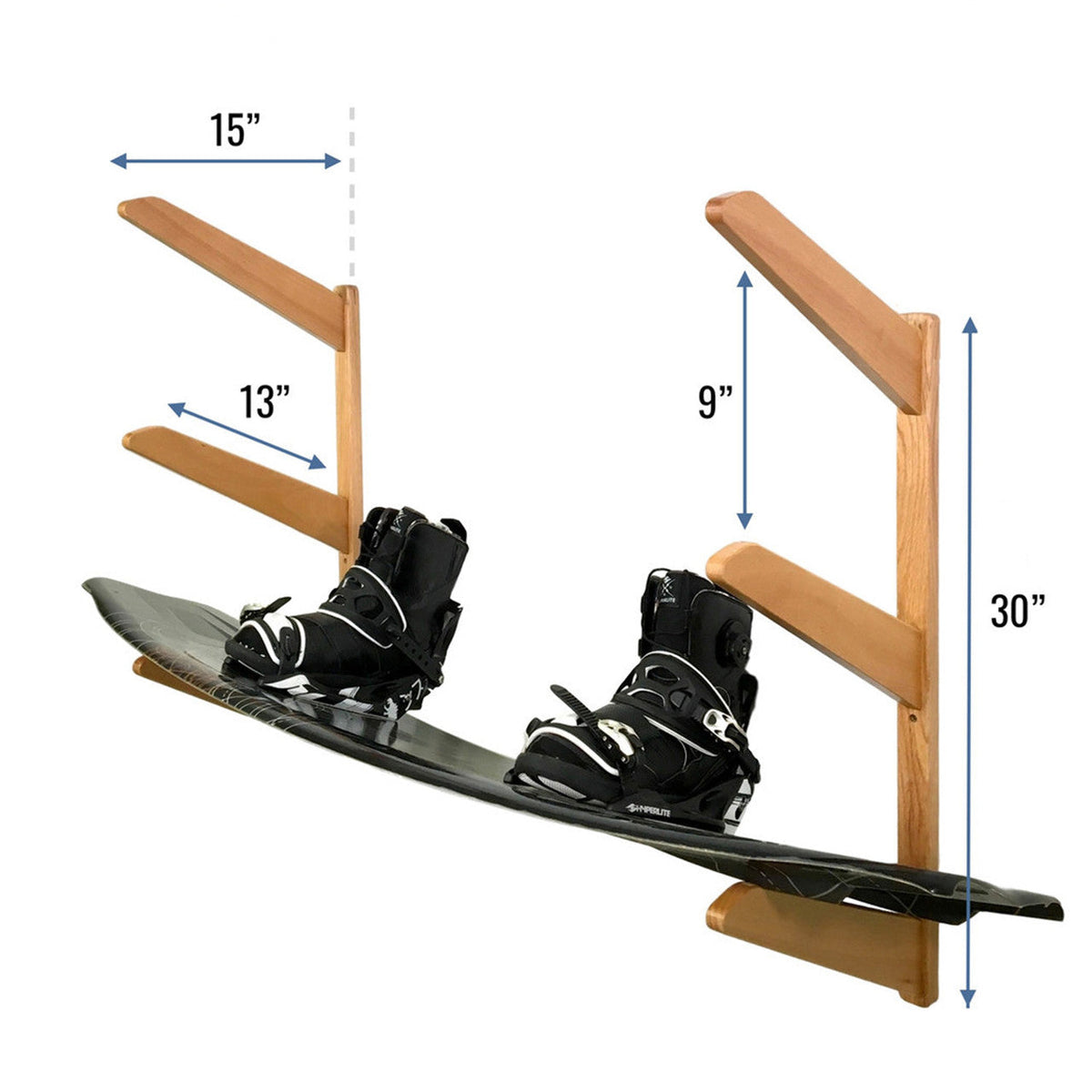 TidyTimber Wakeboard Storage Wood Rack | Holds 3 Wakeboards - product view 3