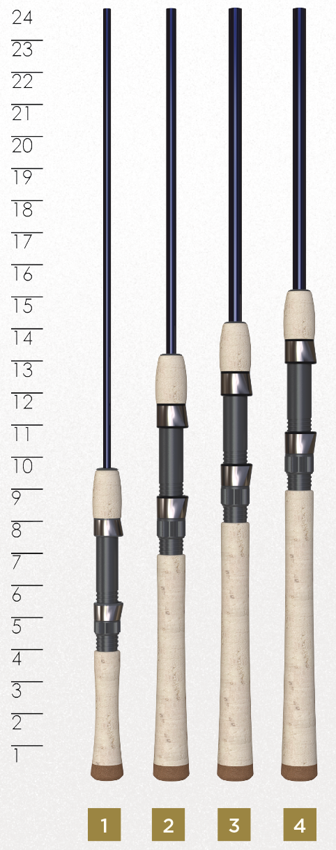 Manufacturer chart of Triumph Travel spinning handles; casting handle differs