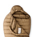 Nordisk TYGE -5 sleeping bag opened to show down baffles and hood