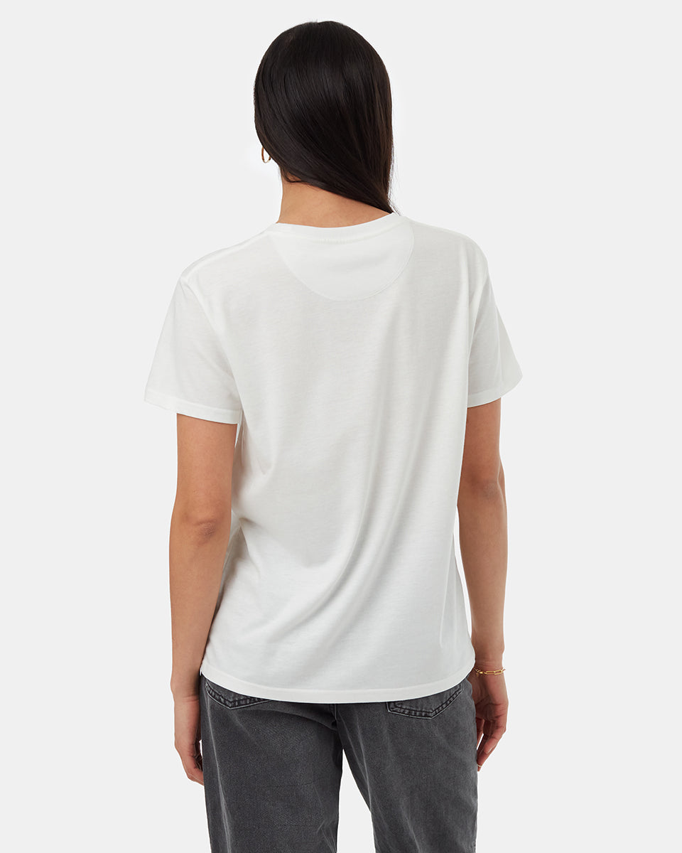 Tentree Women's Monarch Botanical T-Shirt - Cloud White Heather Dawn Pink