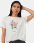 Tentree Women's Monarch Botanical T-Shirt - Cloud White Heather Dawn Pink