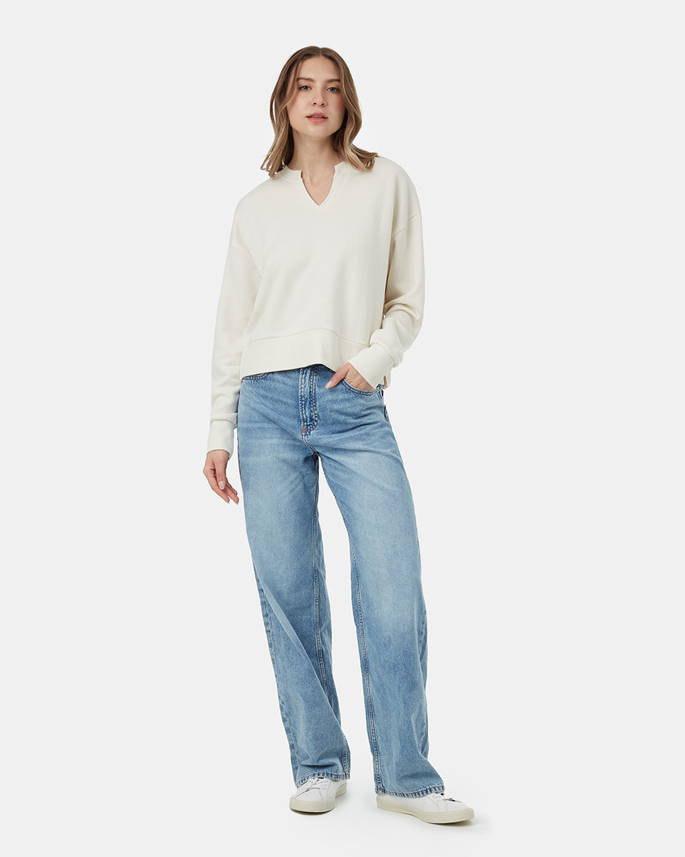 Tentree Women's TreeFleece Notch Neck Crew - Undyed