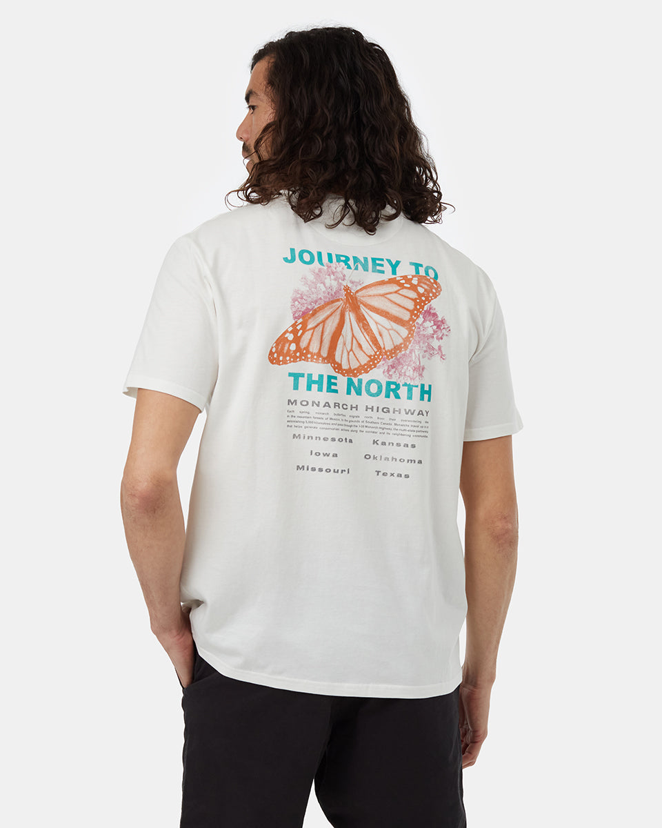 Tentree Ungendered Monarch Highway T-Shirt - Cloud White Firecracker