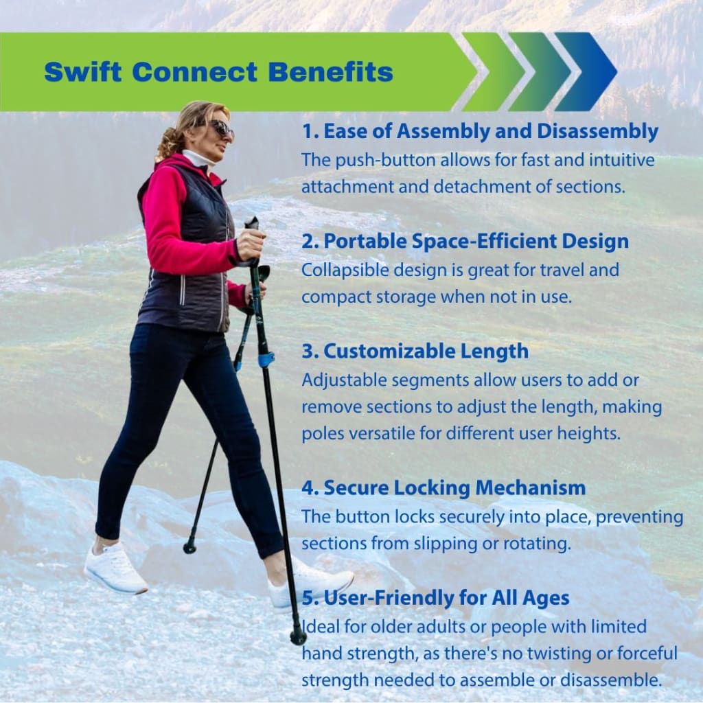 York Nordic Motivator Super Duty Swift Connect Travel Poles by York Nordic