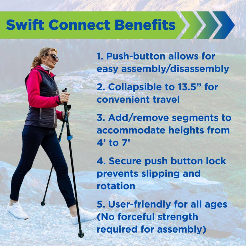 York Nordic Motivator Swift Connect Travel Poles by York Nordic