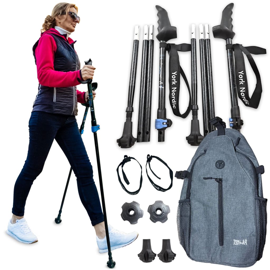 York Nordic Motivator Swift Connect Travel Poles by York Nordic